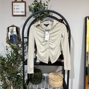Urban Revivo Cream Blouse with Collar size 2